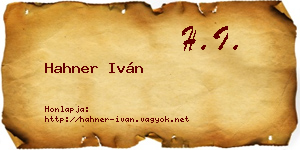 Hahner Iván névjegykártya