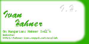 ivan hahner business card